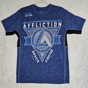 Affliction Shirt Mens Medium Gracie‎ Fighter Jiu-Jitsu MMA Blue